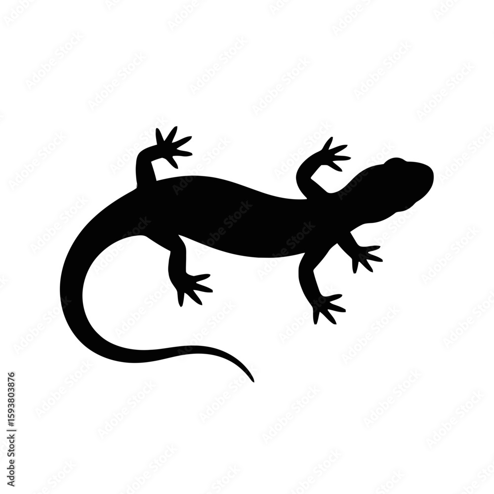 Naklejka premium Black Gecko Silhouette lizard reptile