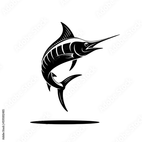 Leaping Marlin Silhouette fish jumping