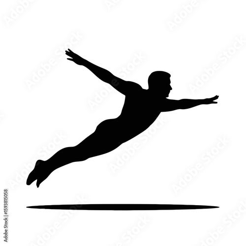 Man leaping with arms outstretched silhouette jumping