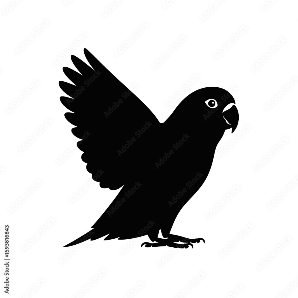 Obraz premium Parrot with open wings bird silhouette