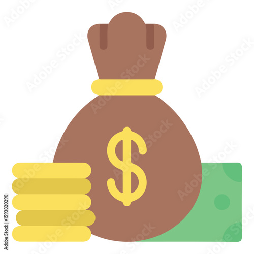 Asset Growth Icon - Dollar Tree with Upward Trend - White BG EPS 10 Vector