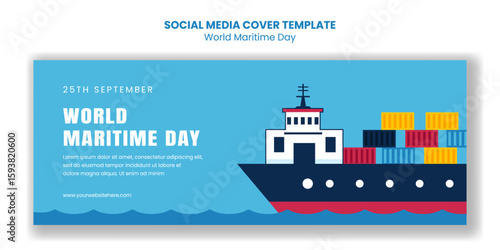 Social Media Cover Template for Celebrating World Maritime Day in Flat Cartoon Style
