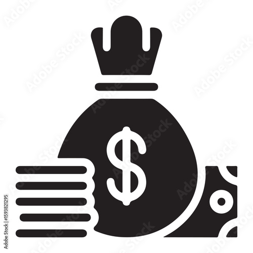Income Flow Icon - Dollar Symbol with Circular Arrow - White BG EPS 10 Vector