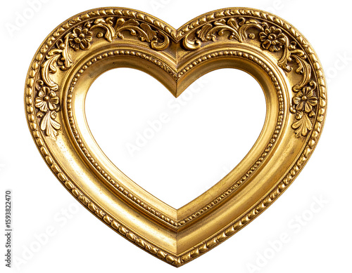  Heart-Shaped Ornate Gold Frame with Romantic Embellishments 