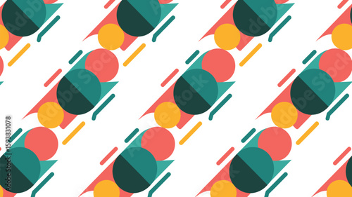 Abstract pattern with circles and lines in retro color combination