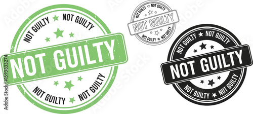 Not guilty stamp vector illustration, legal verdict and justice concept for graphic design use
