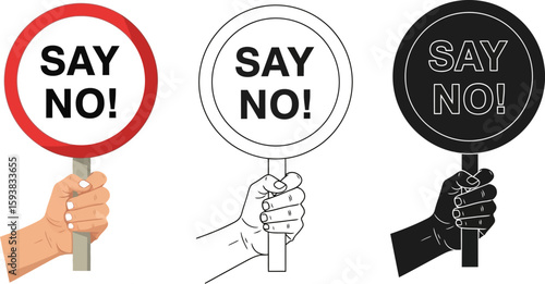 Say no sign vector illustration concept for protest demonstration and disapproval graphic design 95
