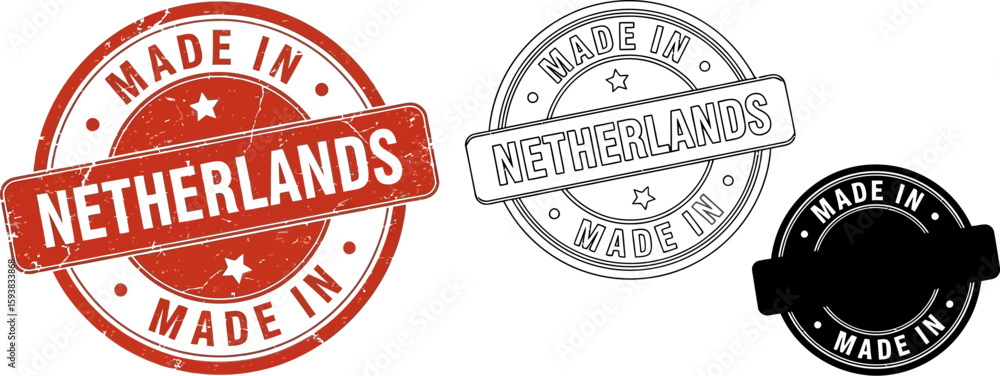 Obraz premium Made in netherlands stamp vector illustration, netherlands product label, quality assurance seal