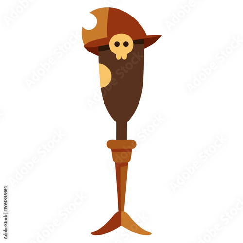 Corsair prosthetic leg vector icon on white background.