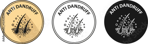 Anti dandruff shampoo and treatment for healthy hair and scalp care product vector illustration
