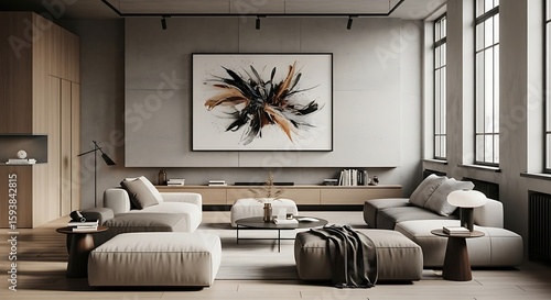 Modern living room interior design with sofa art and decor for home inspiration ideas