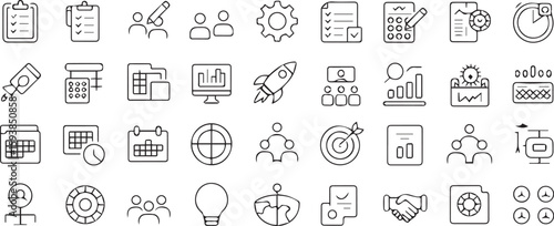 Business planning and strategy icons checklist clipboard