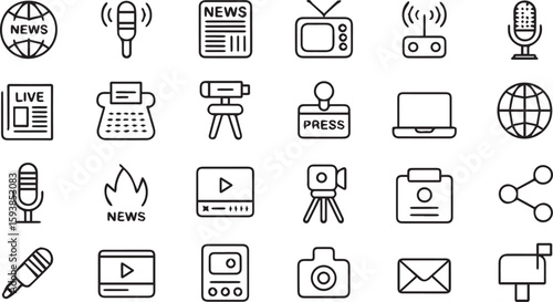 News media and communication icons broadcasting journalism