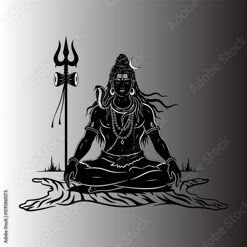 silhouette of god shiva vector