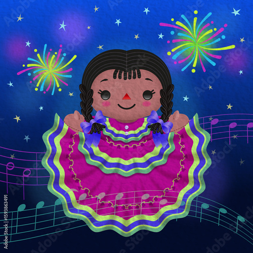 Mexican doll in colorful dress