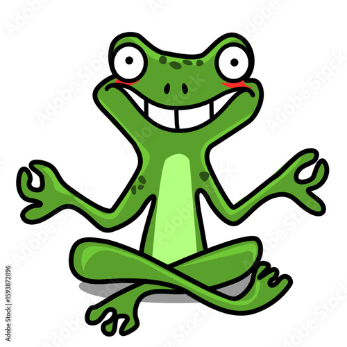 Illustration of a happy meditating frog