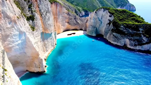 Breathtaking Aerial View of Shipwreck Beach, Turquoise Waters, Cliffs
