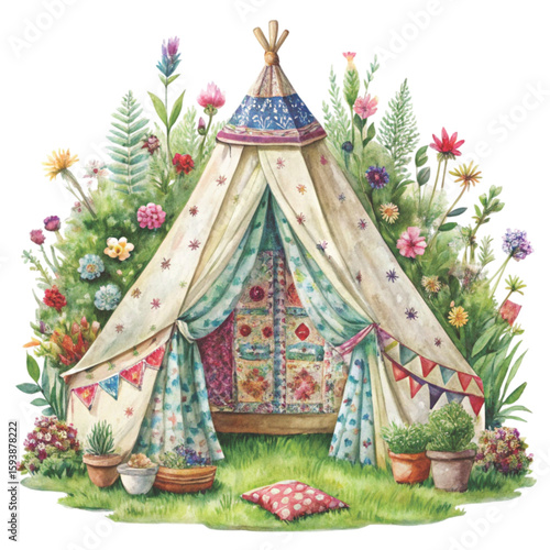 Boho Style for a cute home in watercolor style Clipart Watercolor