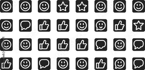 Smiley thumbs star speech bubble icons vector