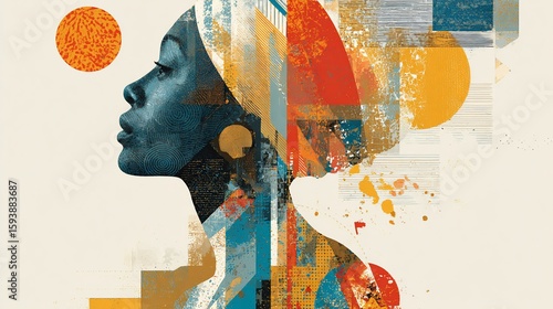 Woman's profile, abstract art