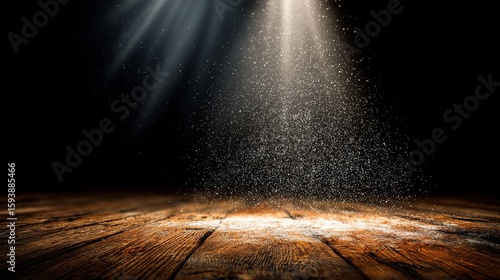 Wooden Floor with Spotlight and Dust
