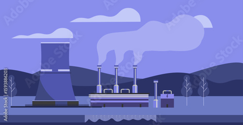 Geothermal energy power plants illustration
