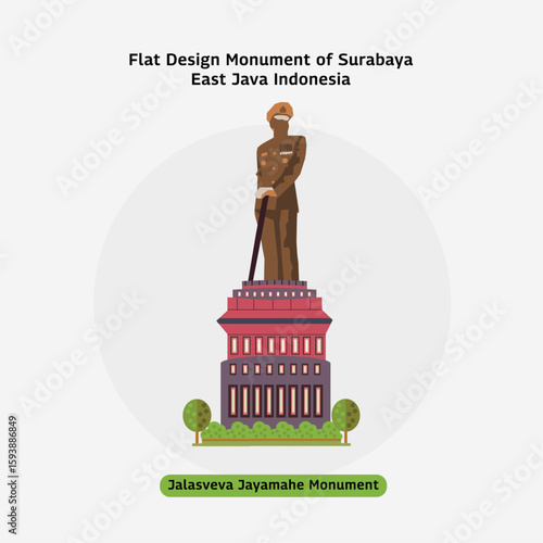 Flat Design Monument of Surabaya - Jalasveva Jayamahe Monument
