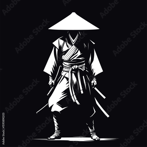 Japanese samurai silhouette vector for graphic design