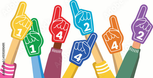 Fan foam fingers hands up 