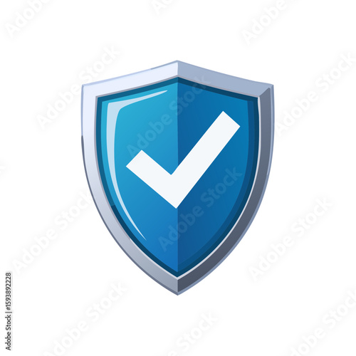 Blue shield with a white checkmark on a white background.
