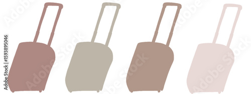 キャリー　旅行　趣味　イラスト　赤茶色　黄色い灰色　薄茶色　薄ピンク　4セット　シークレット　色違い