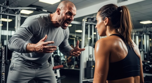 Motivated Trainer Pushes Client Hard During Intense Gym Workout Session
