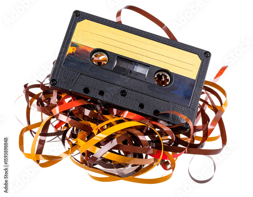 Retro Cassette Tape with Unwound Tape
