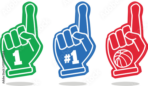 1. Number one. Fan foam finger. Vector illustration