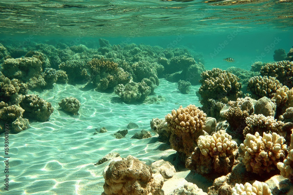Naklejka premium Clear coral reef underwater scene