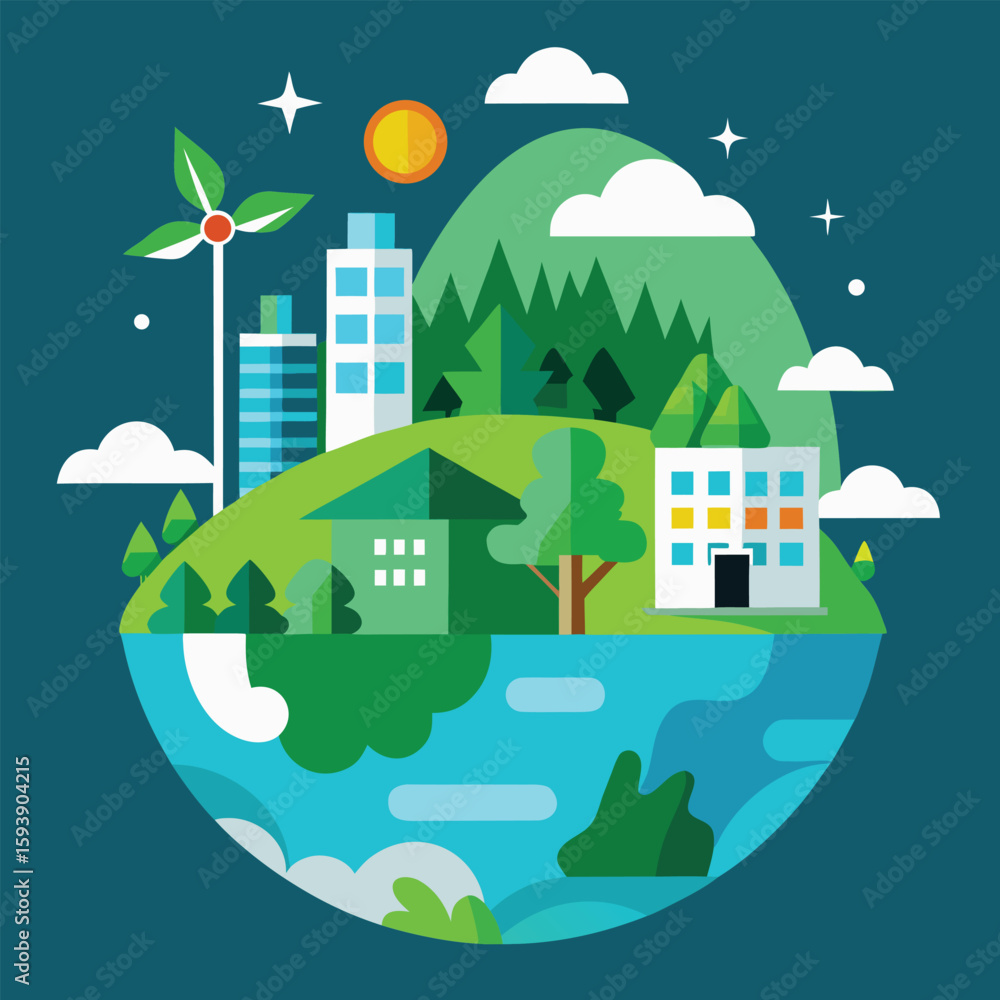 Fototapeta premium Green Future Vision Highlighting Sustainable Smart Eco Cities