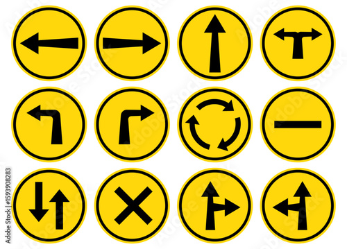 Road sign collection isolated on a white background