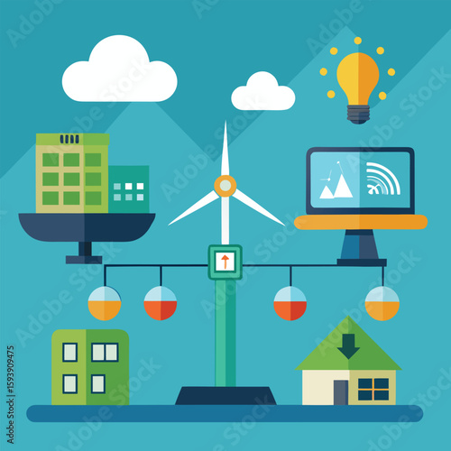 Smart Grid Control Center Managing Power Supply Distribution