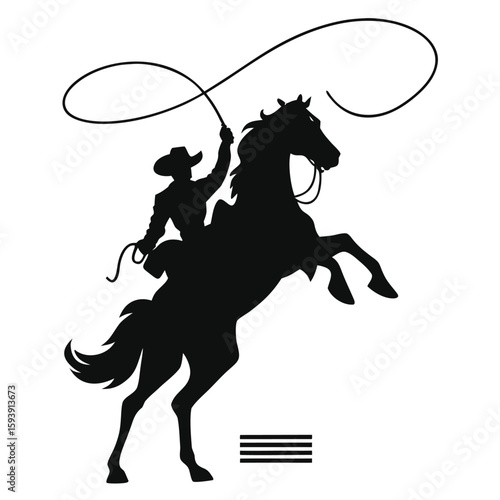 cowboy lassoing in horse 
