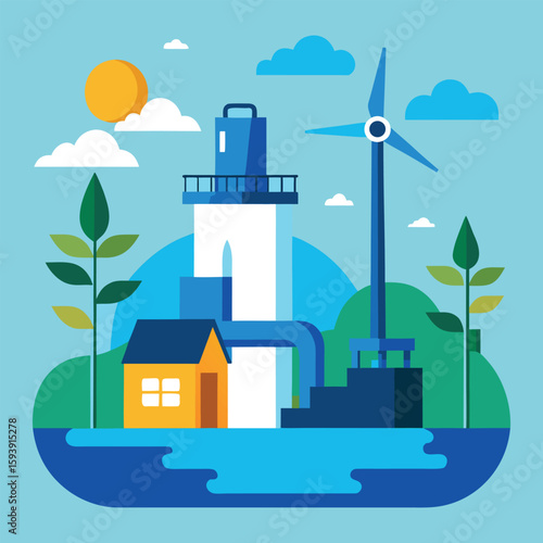 Wind Powered Desalination Plant Producing Fresh Water Sustainably