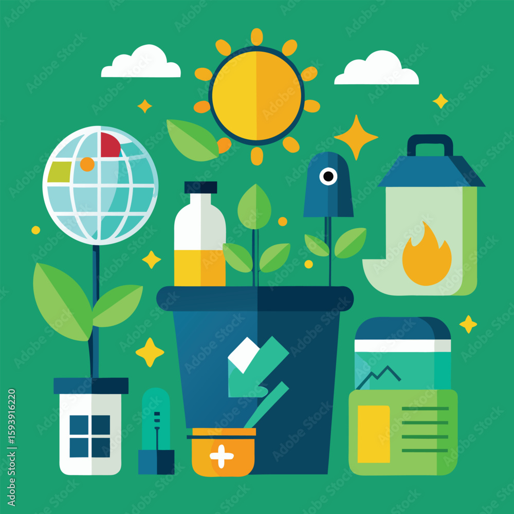 Fototapeta premium Zero Waste Lifestyle Promoted Through Reusable Solar Products