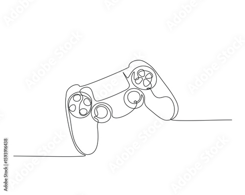 Wallpaper Mural Game Joysticks  outline drawing illustration. one continuous line drawing of Game console controler. Torontodigital.ca