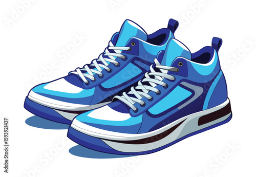Sport blue sneakers vector illustration two shoes athletic footwear clipart elements  