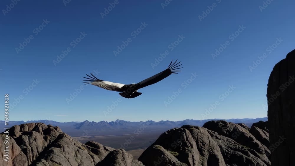 Andean condor soaring over mountain peaks Andean condor soaring over mountain peaks