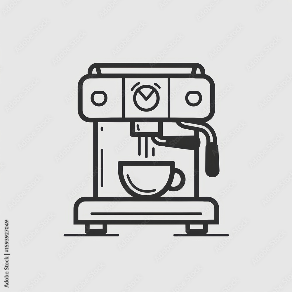 Modern Coffee Machine with Cup in Minimalist Style Illustration Modern Coffee Machine with Cup in Minimalist Style Illustration