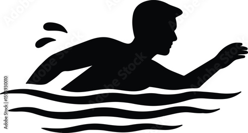Silhouette swimmer in water swimming crawl isolated sport Vector Illustrator
