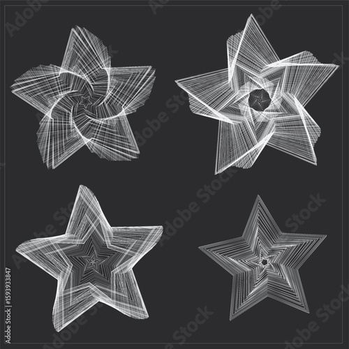 Wite stars ouline vector with gray background3.ai