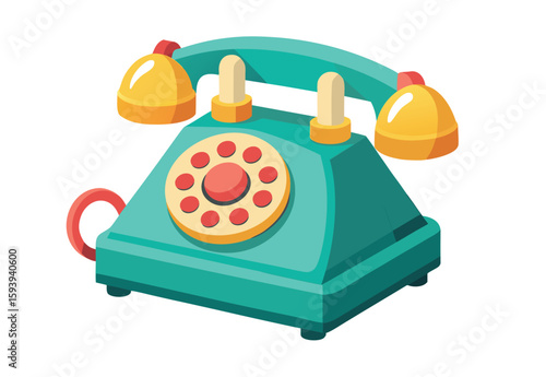 vintage 3d telephone icon retro phone vector artwork clipart for communication and tech design