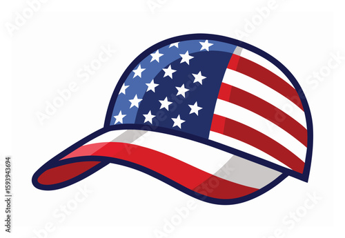 American flag cap vector illustration patriotic clipart element for design