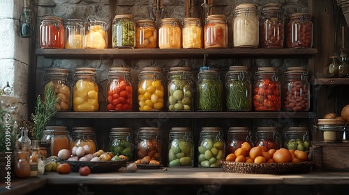 Wallpaper Mural A cozy autumn farmer's market, displaying seasonal crops like squash, apples, and chrysanthemums Torontodigital.ca